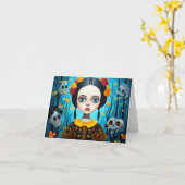 Happy Halloween Gothic Witch Girl Design Kaart (Gele Bloem)