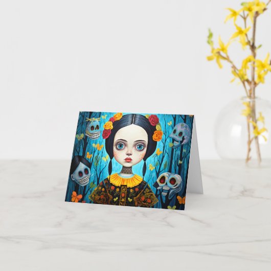 Happy Halloween Gothic Witch Girl Design Kaart (Gele Bloem)