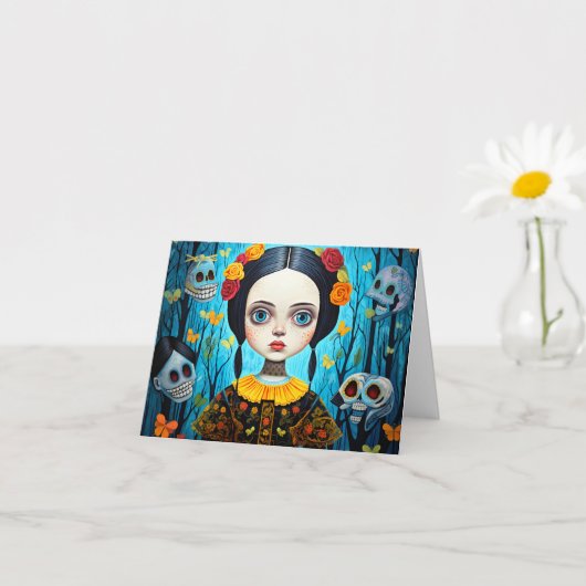 Happy Halloween Gothic Witch Girl Design Kaart (Kleine Plant)