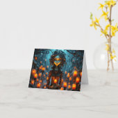 Happy Halloween Gothic Witch Illustration Kaart (Gele Bloem)