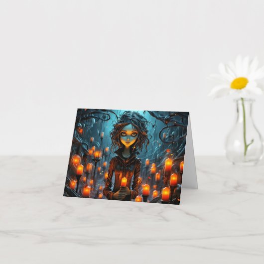 Happy Halloween Gothic Witch Illustration Kaart (Kleine Plant)