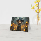 Happy Halloween Gothic Witch Illustration Kaart (Gele Bloem)