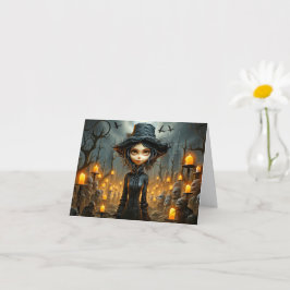 Happy Halloween Gothic Witch Illustration Kaart