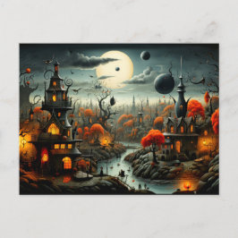 Happy Halloween | Gotisch spooklandschap Briefkaart