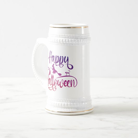 Happy Halloween gradiënt vliegende hekkkat Bierpul (Voorkant links)