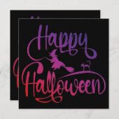 Happy Halloween gradiënt vliegende hekkkat Kaart (Voorkant / Achterkant)