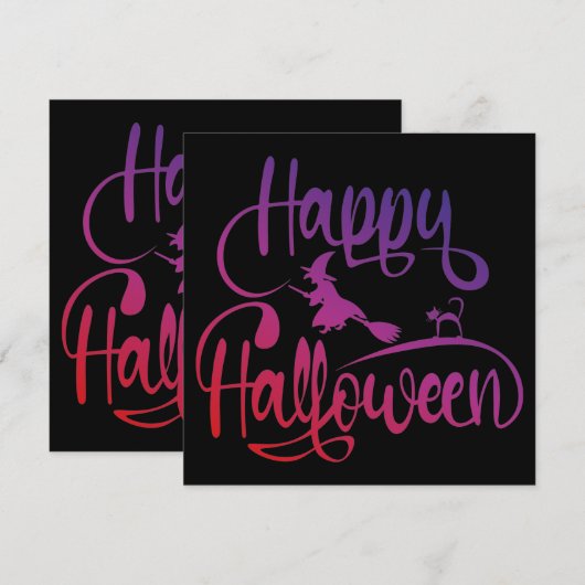 Happy Halloween gradiënt vliegende hekkkat Kaart (Voorkant / Achterkant)
