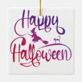 Happy Halloween gradiënt vliegende hekkkat Keramisch Ornament (Achterkant)