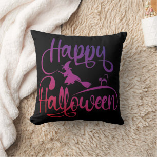 Happy Halloween gradiënt vliegende hekkkat Kussen