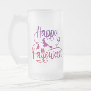 Happy Halloween gradiënt vliegende hekkkat Matglas Bierpul
