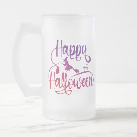 Happy Halloween gradiënt vliegende hekkkat Matglas Bierpul (Links)
