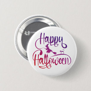 Happy Halloween gradiënt vliegende hekkkat Ronde Button 5,7 Cm