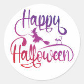 Happy Halloween gradiënt vliegende hekkkat Ronde Sticker (Voorkant)