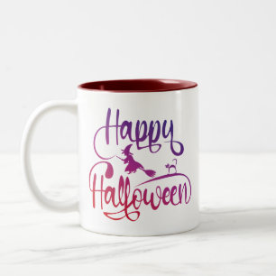 Happy Halloween gradiënt vliegende hekkkat Tweekleurige Koffiemok