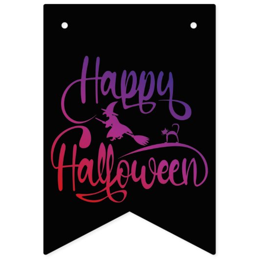 Happy Halloween gradiënt vliegende hekkkat Vlaggetjes (Tweede vlag)