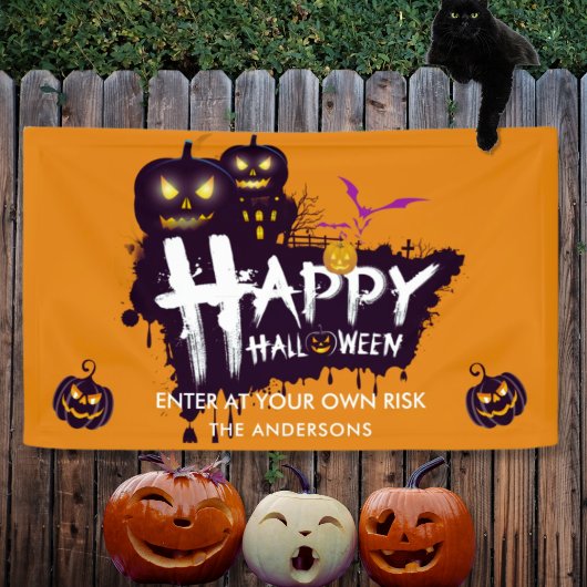 Happy Halloween Graffiti Black Pumpkins Spandoek
