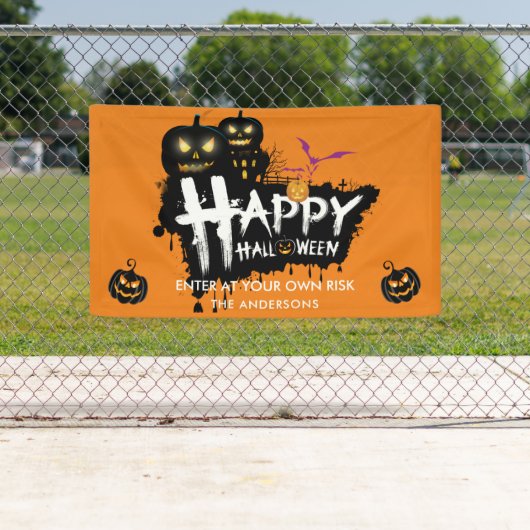 Happy Halloween Graffiti Black Pumpkins Spandoek (Insitu)