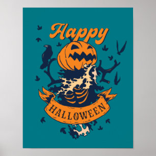 Happy Halloween Graphic Jack O Lantern Poster