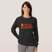Happy Halloween Graphic Woman's Long Meve T-shirt (Voorkant volledig)