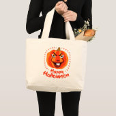 🎃 Happy Halloween - Grappig, eng & Schattige pomp Grote Tote Bag (Voorkant (product))