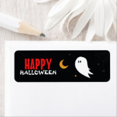 Happy halloween grappige cartoon-spookstad etiket (Insitu)