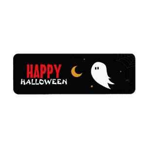 Happy halloween grappige cartoon-spookstad etiket