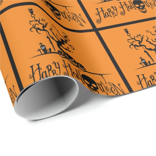 Happy Halloween Grave Yard Cadeaupapier (Rol Hoek)