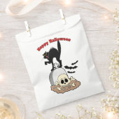 Happy Halloween Gravestone Black Cat and Skull Bedankzakje (Geknipt)