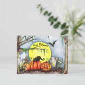 Happy Halloween Graveyard Scene Briefkaart (Staand voorkant)