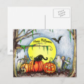 Happy Halloween Graveyard Scene Briefkaart (Voorkant / Achterkant)