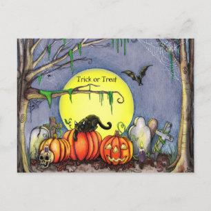 Happy Halloween Graveyard Scene Briefkaart