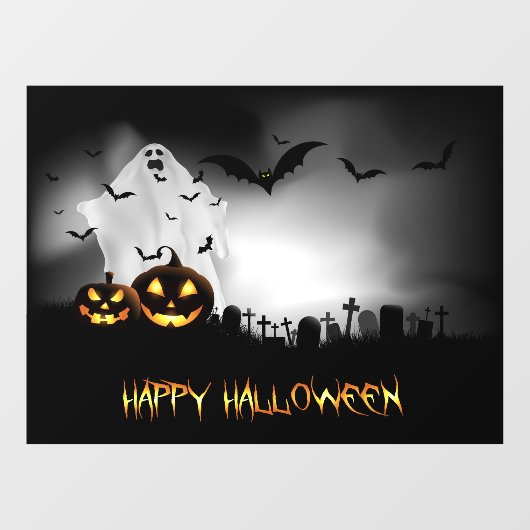Happy Halloween Graveyard Scene Raamsticker (Vel)