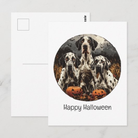 Happy Halloween Great Dane Dogs Jack O Lantern Briefkaart (Voorkant / Achterkant)