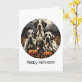 Happy Halloween Great Dane Dogs Jack O Lantern Kaart (Gele Bloem)