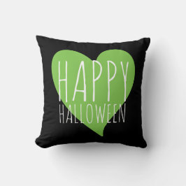Happy Halloween / Green Heart Black & Grey Stripes Kussen