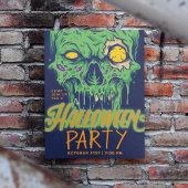 Happy Halloween | Green Slimy Zombie Skull Kaart