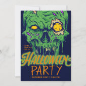 Happy Halloween | Green Slimy Zombie Skull Kaart (Voorkant)