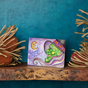 Happy Halloween Green Witch Art Sign Decoration Fotoplaat