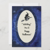 Happy Halloween Greeting Flying Witch Kaart (Achterkant)