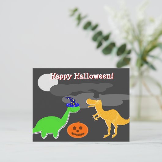 Happy Halloween Greetings Dinosaurs Briefkaart (Staand voorkant)