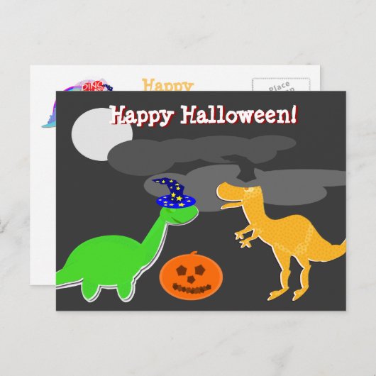 Happy Halloween Greetings Dinosaurs Briefkaart (Voorkant / Achterkant)