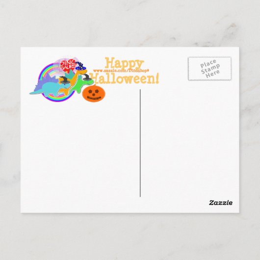 Happy Halloween Greetings Dinosaurs Briefkaart (Achterkant)