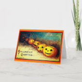 Happy Halloween Greetings Pumpkins in a Row Kaart (Voorkant)