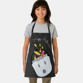 Happy Halloween Grey White Ghost Pail Snoep Schort (Insitu)
