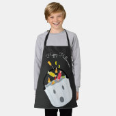 Happy Halloween Grey White Ghost Pail Snoep Schort (Gedragen)
