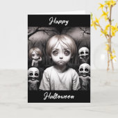 Happy Halloween | Griezelig kind met teddybeer Kaart (Gele Bloem)