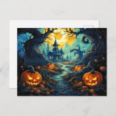 Happy Halloween | Griezelig spookbos Briefkaart (Voorkant / Achterkant)