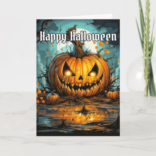 Happy Halloween | Griezelige pompoen Kaart (Voorkant)