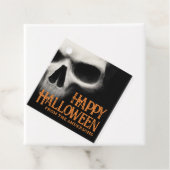 Happy Halloween griezelige spookschedel zwart sina Bedankjes Labels (In situ)