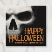 Happy Halloween griezelige spookschedel zwart sina Bedankjes Labels (Voorkant)